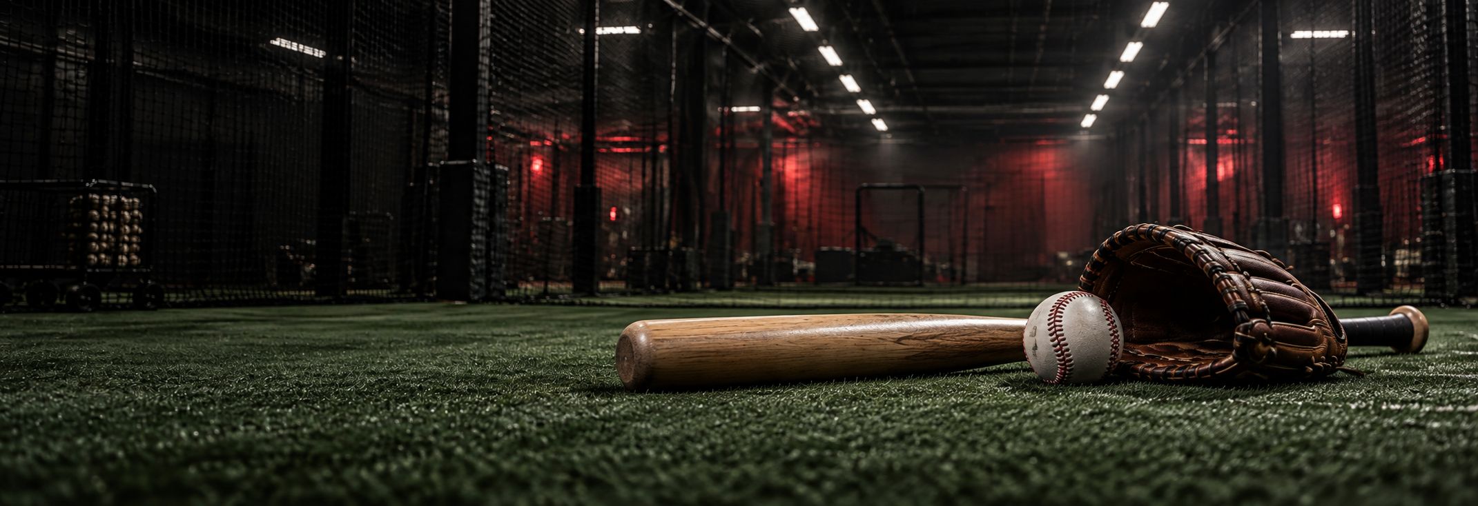 Sports equipment on indoor turf